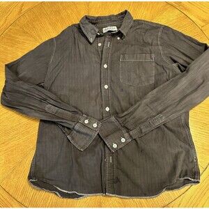 Vintage Hollister Shirt Mens Large Dark Gray Button Down Collared- Flaws